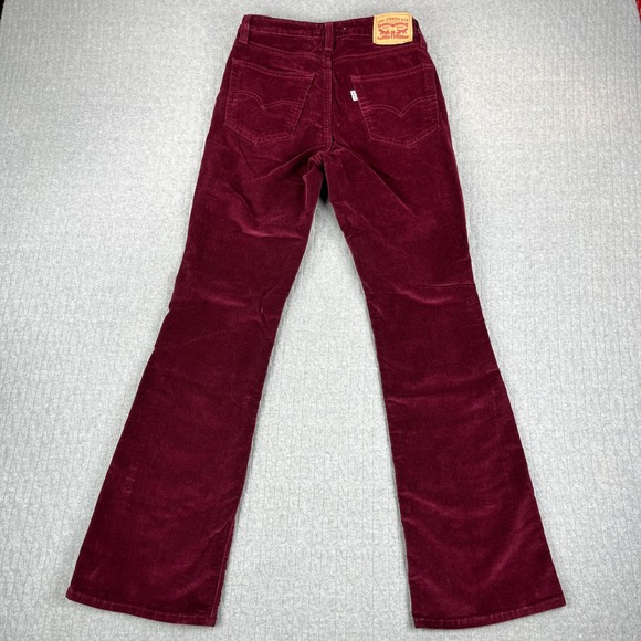 Levis 725 Bootcut High Rise Pants Women 26(25X29) Candy Apple Red Corduroy - Picture 4 of 13